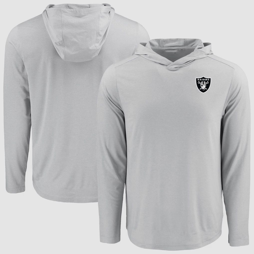 Men 2026 NFL Oakland Raiders Hooded long sleeved T-shirt grey 06->nfl t-shirts->Sports Accessory